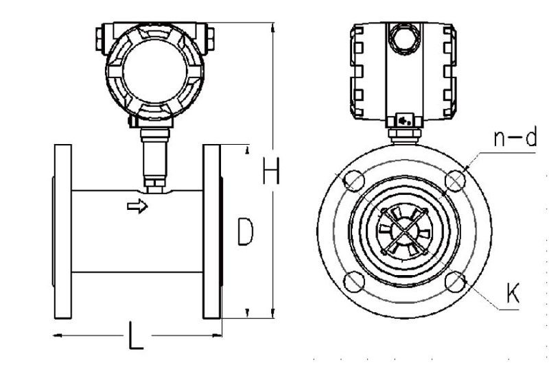 Dimensions of turbine type Methyl Chloride flow meter