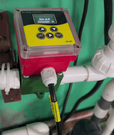mesure du débit d'acide en ml/min ml/min acid flow measurement