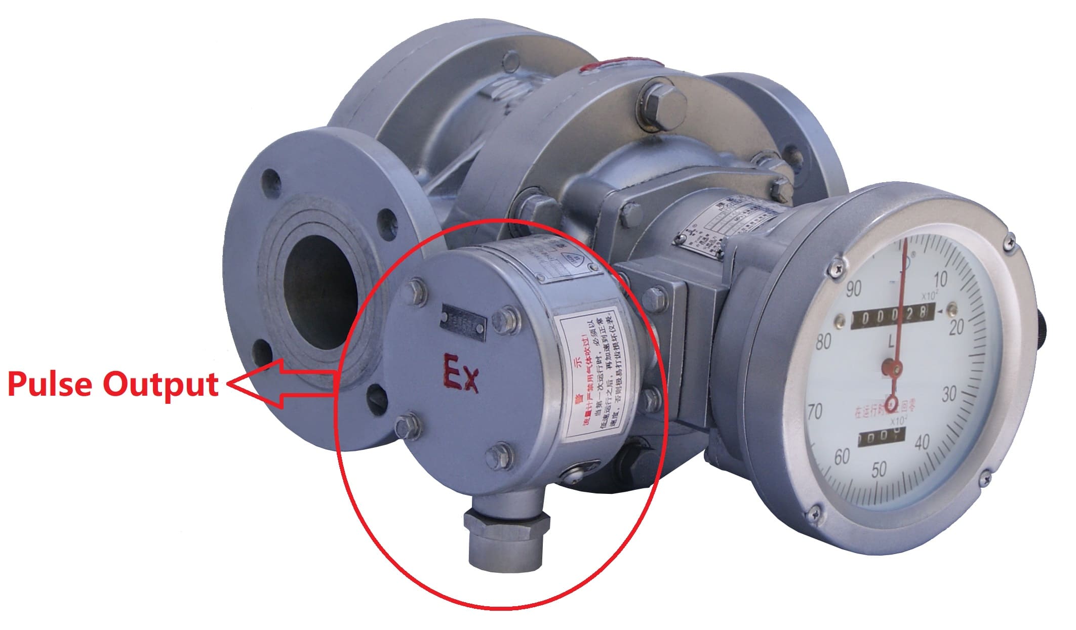 débitmètre à décharge pulsée à sortie d'impulsions pulse output PD flow meter