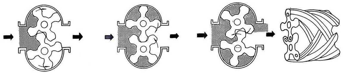 Principe de fonctionnement d'un débitmètre à deux rotors Bi rotor flow meter working principle