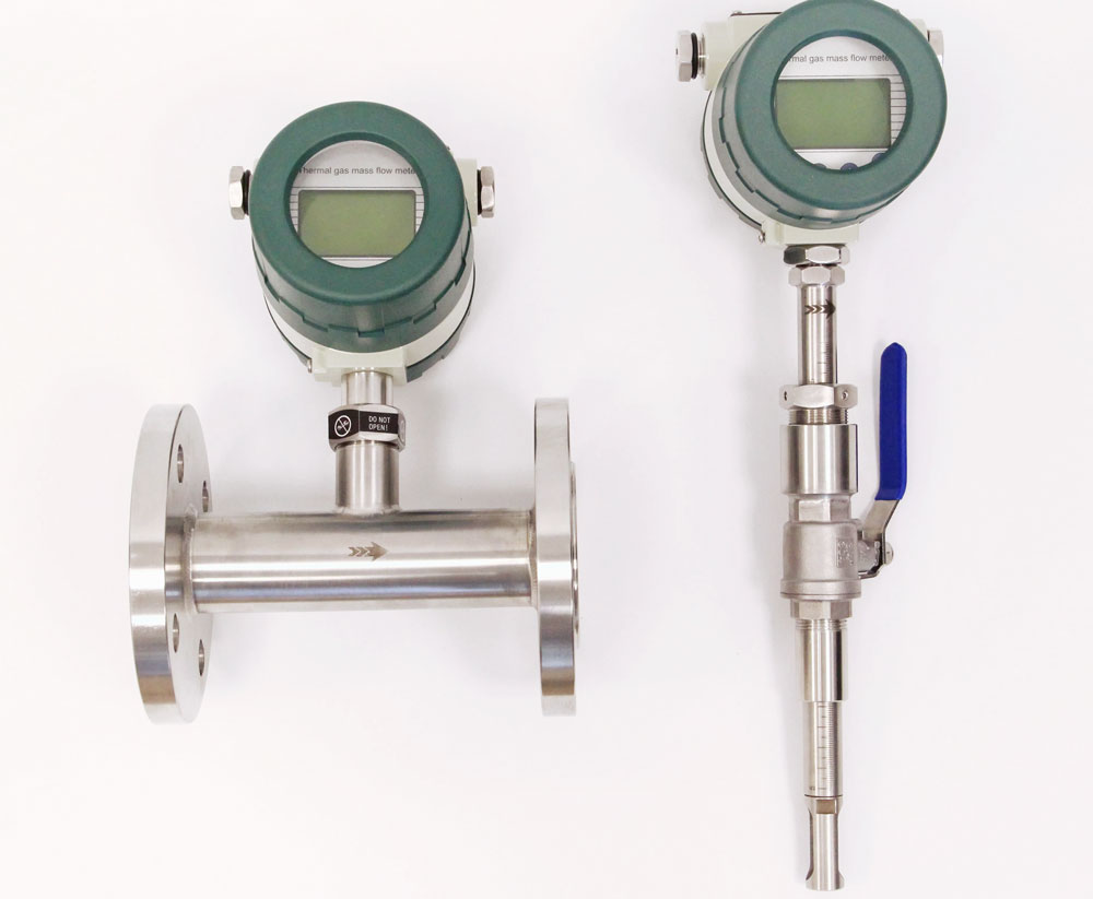 Thermal mass flow meter for O2 gas